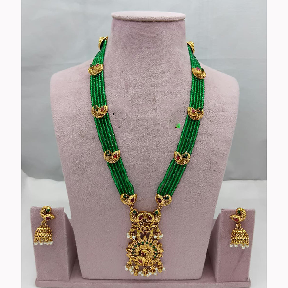 Lucentarts Jewellery Grand Heritage Pota Stone And Pearl Long Jewellery Necklace Set