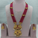 Lucentarts Jewellery Grand Heritage Pota Stone And Pearl Long Jewellery Necklace Set