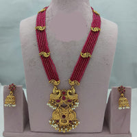 Lucentarts Jewellery Grand Heritage Pota Stone And Pearl Long Jewellery Necklace Set