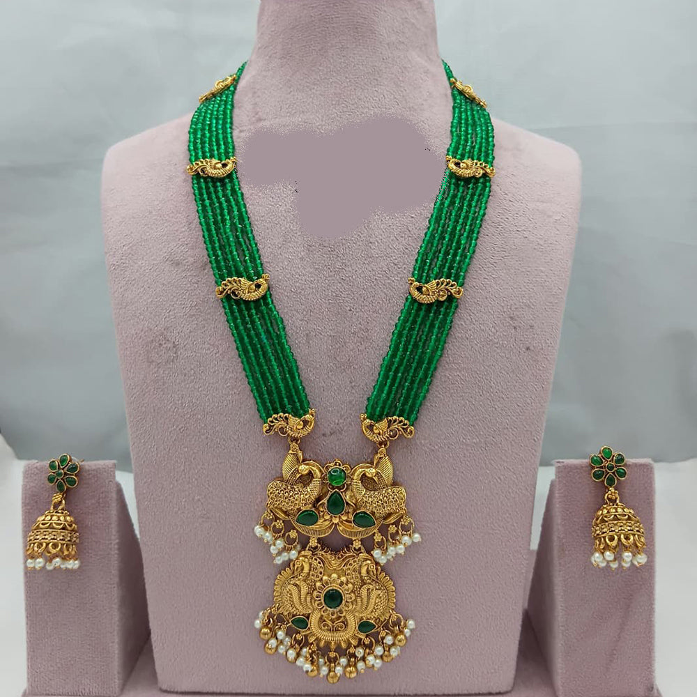 Lucentarts Jewellery Grand Heritage Pota Stone And Pearl Long Jewellery Necklace Set