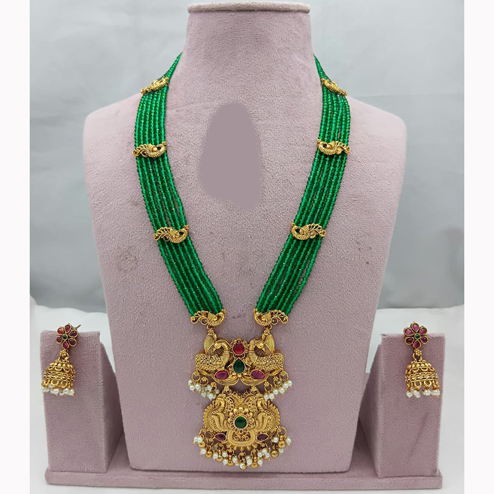 Lucentarts Jewellery Grand Heritage Pota Stone And Pearl Long Jewellery Necklace Set