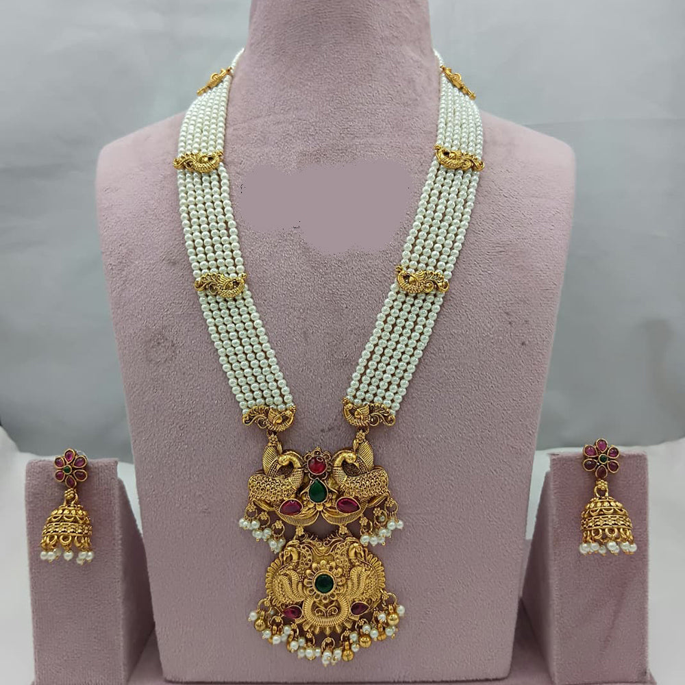 Lucentarts Jewellery Grand Heritage Pota Stone And Pearl Long Jewellery Necklace Set