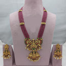 Lucentarts Jewellery Grand Heritage Pota Stone And Pearl Temple Long Necklace Set
