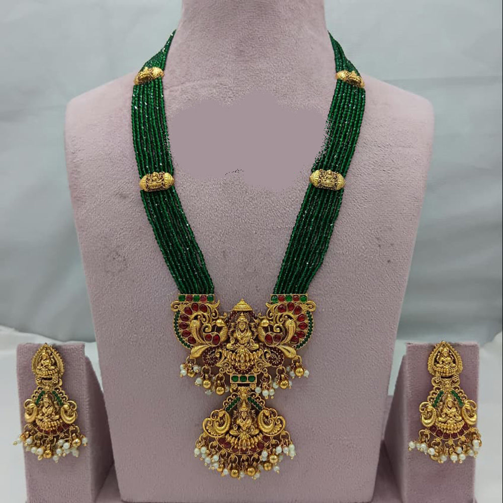 Lucentarts Jewellery Grand Heritage Pota Stone And Pearl Temple Long Necklace Set