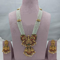 Lucentarts Jewellery Grand Heritage Pota Stone And Pearl Temple Long Necklace Set