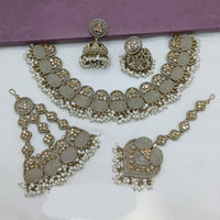 Lucentarts Jewellery Royal Pakistani Crystal Stone And Pearl Necklace Set
