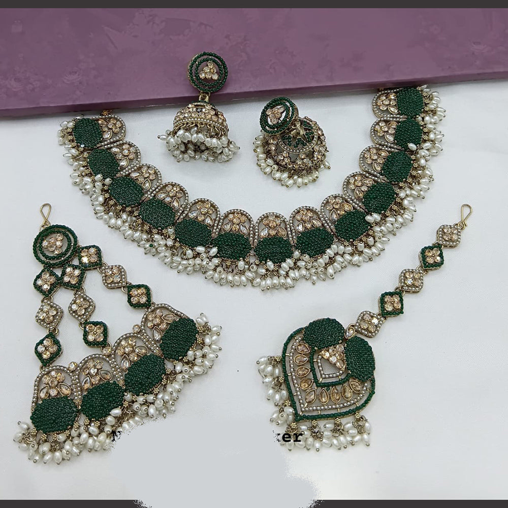 Lucentarts Jewellery Royal Pakistani Crystal Stone And Pearl Necklace Set