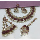 Lucentarts Jewellery Royal Pakistani Crystal Stone And Pearl Necklace Set