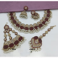 Lucentarts Jewellery Royal Pakistani Crystal Stone And Pearl Necklace Set