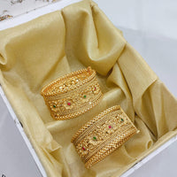 Lucentarts Jewellery Traditional Pota Stone Openable Bangles Set 
