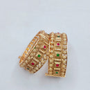 Lucentarts Jewellery Traditional Pota Stone Openable Bangles Set 