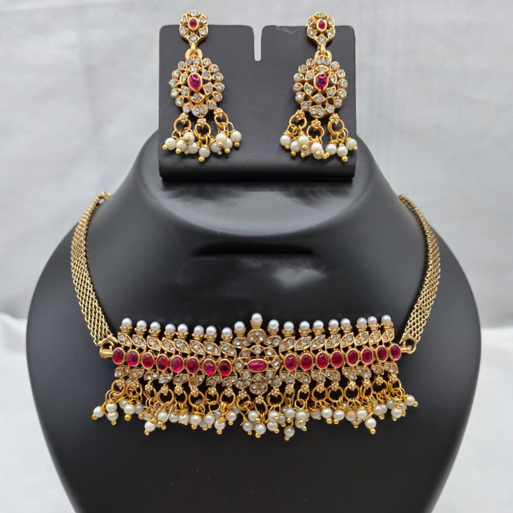 Lucentarts Jewellery Designer Pota Pearl And Austrian Stone Necklace Set