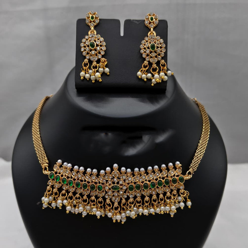 Lucentarts Jewellery Designer Pota Pearl And Austrian Stone Necklace Set