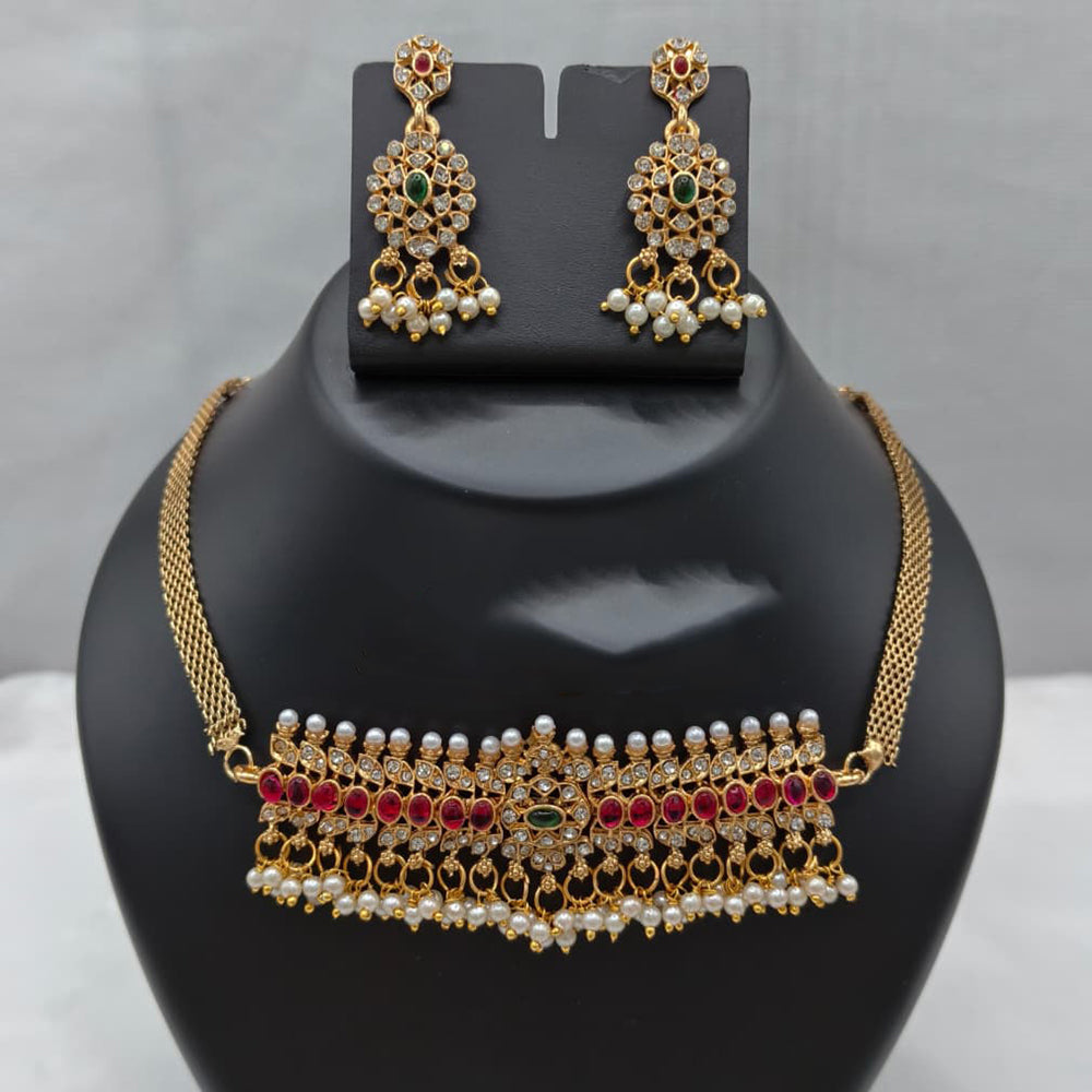 Lucentarts Jewellery Designer Pota Pearl And Austrian Stone Necklace Set