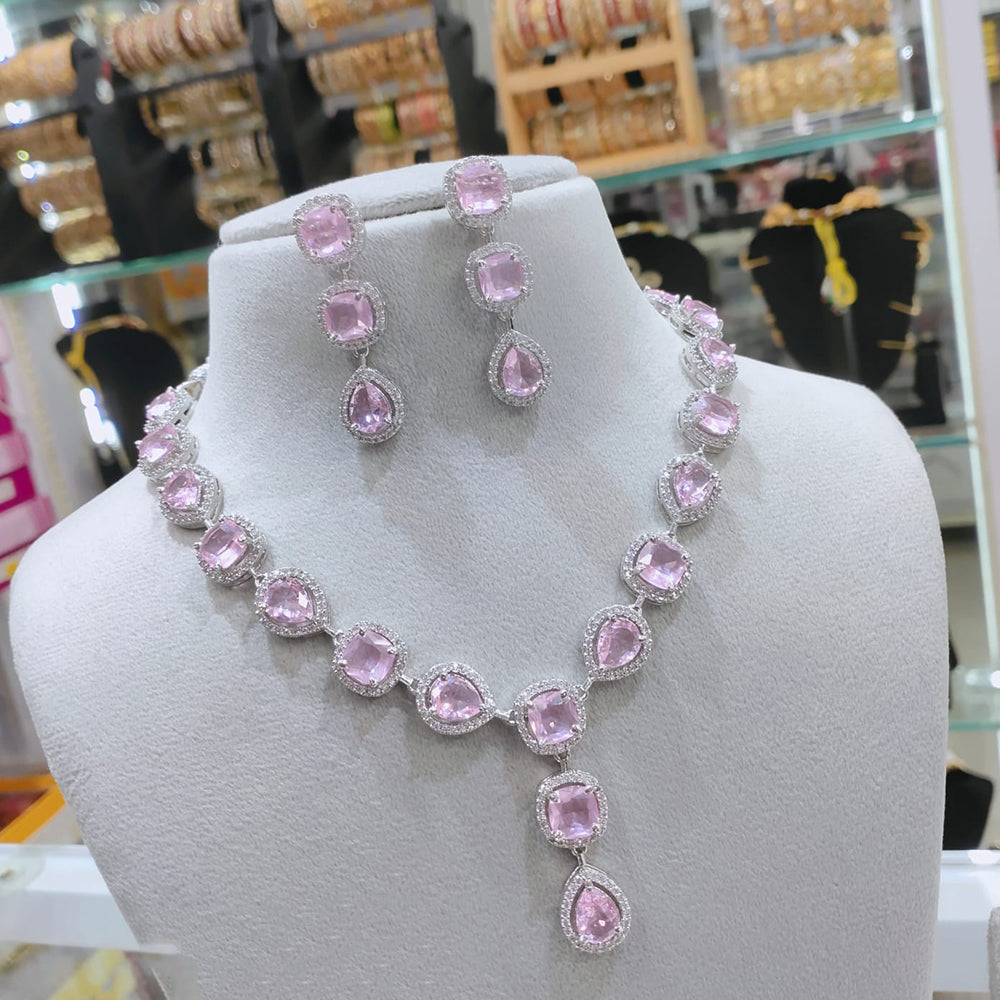 Lucentarts Jewellery Designer American Diamond Fashion Jewelry Necklace Set