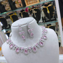 Lucentarts Jewellery Designer American Diamond Fashion Jewelry Necklace Set