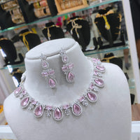 Lucentarts Jewellery Designer American Diamond Fashion Jewelry Necklace Set