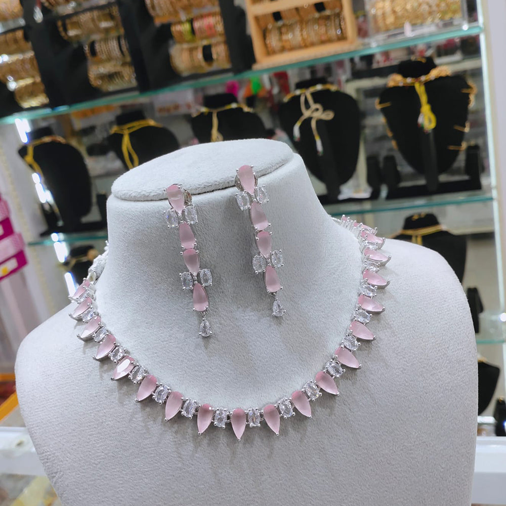 Lucentarts Jewellery Designer American Diamond Fashion Jewelry Necklace Set