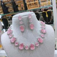 Lucentarts Jewellery Designer American Diamond Fashion Jewelry Necklace Set