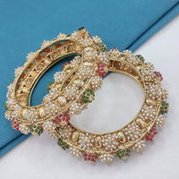 Lucentarts Jewellery Radiant Multicolor Pearls Openable Bangles Set