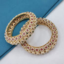 Lucentarts Jewellery Radiant Pota Stone And Pearls Openable Bangles Set