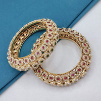 Lucentarts Jewellery Radiant Pota Stone And Pearls Openable Bangles Set