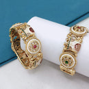Lucentarts Jewellery Designer Crystal And Pearl Meenakari Openable Bangles Set