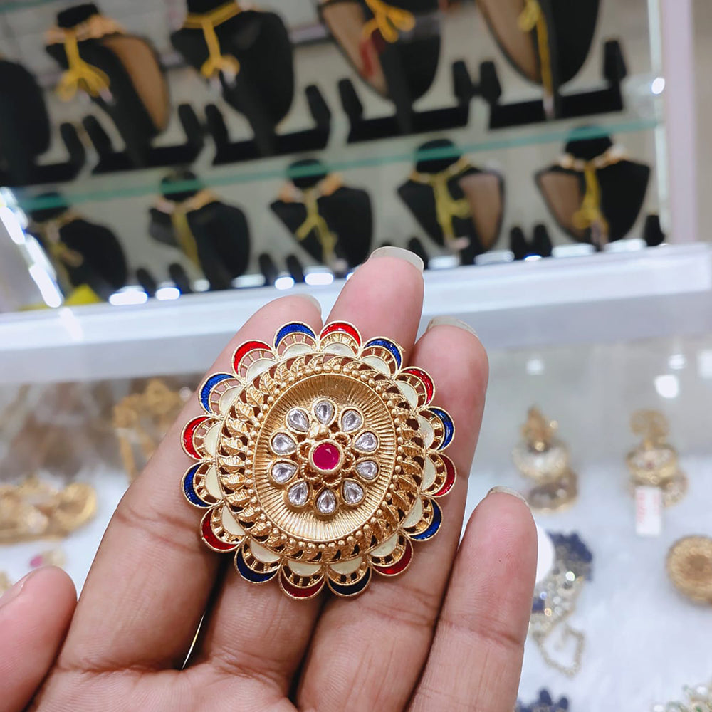 Lucentarts Jewellery Pota And Meenakari Adjustable Ring