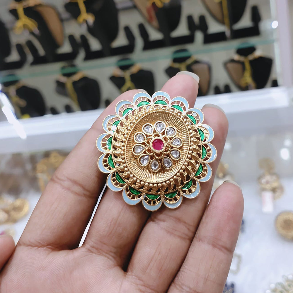 Lucentarts Jewellery Pota And Meenakari Adjustable Ring