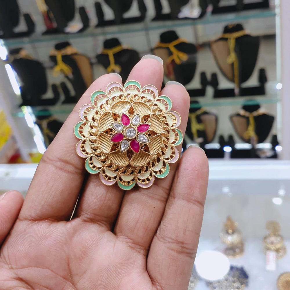 Lucentarts Jewellery Pota And Meenakari Adjustable Ring