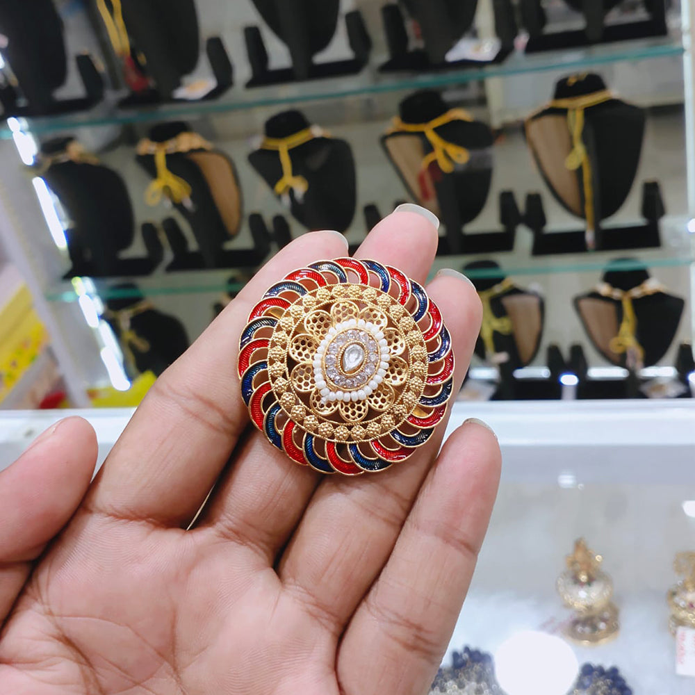 Lucentarts Jewellery Pota And Meenakari Adjustable Ring