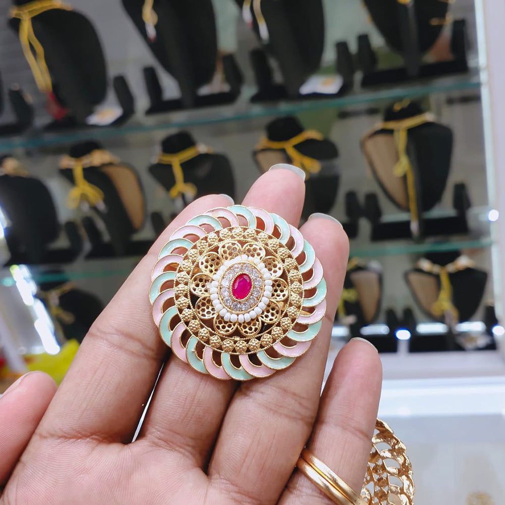 Lucentarts Jewellery Pota And Meenakari Adjustable Ring