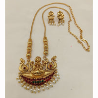 Lucentarts Jewellery Traditional Pota Stone And Pearl Temple Necklace Set