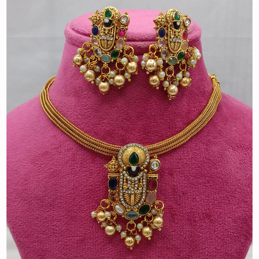 Lucentarts Jewellery Traditional Pota Stone And Pearl Necklace Set