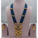Lucentarts Jewellery Traditional Pota Stone And Pearl Long Necklace Set