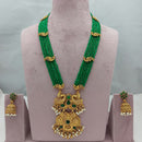 Lucentarts Jewellery Traditional Pota Stone And Pearl Long Necklace Set
