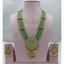 Lucentarts Jewellery Traditional Pota Stone And Pearl Long Necklace Set