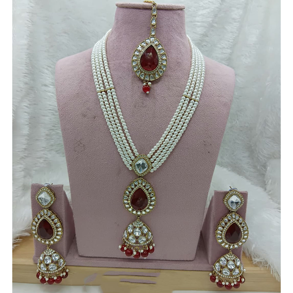 Lucentarts Jewellery Heritage Kundan Stone And Pearl Necklace Set