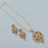 Lucentarts Jewellery Heritage Pota Stone And Pearl Long Necklace Set