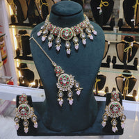 Lucentarts Jewellery Kundan Stone Pearl And Beads Choker Necklace Set
