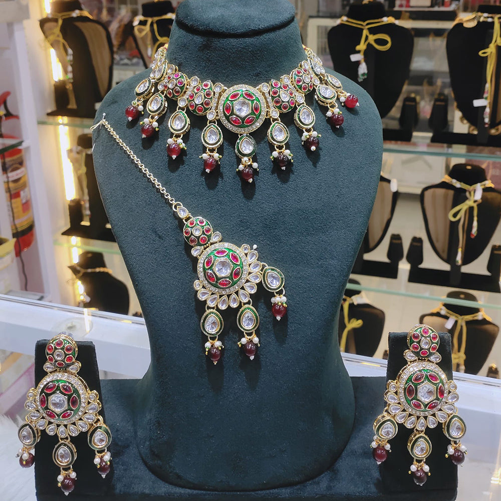 Lucentarts Jewellery Kundan Stone Pearl And Beads Choker Necklace Set