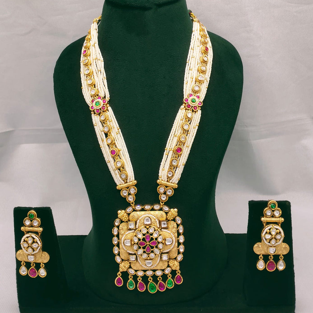 Lucentarts Jewellery Kundan Stone And Pearl Long Necklace Set