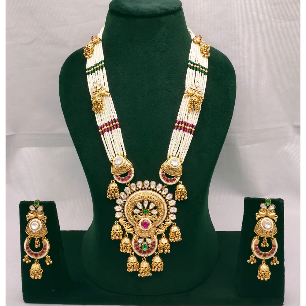 Lucentarts Jewellery Kundan Stone And Pearl Long Necklace Set