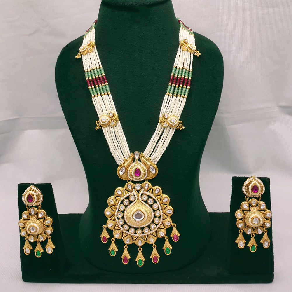 Lucentarts Jewellery Kundan Stone And Pearl Long Necklace Set