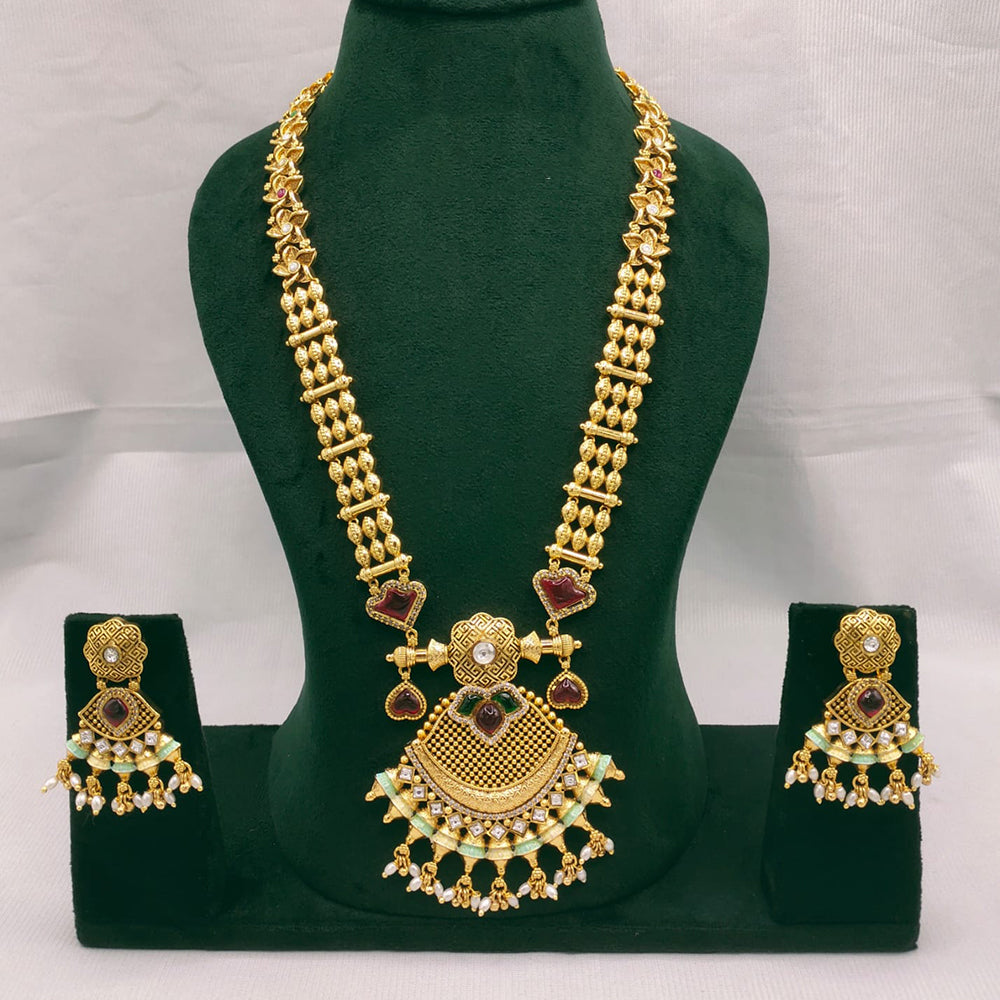 Lucentarts Jewellery Kundan Stone And Pearl Long Necklace Set