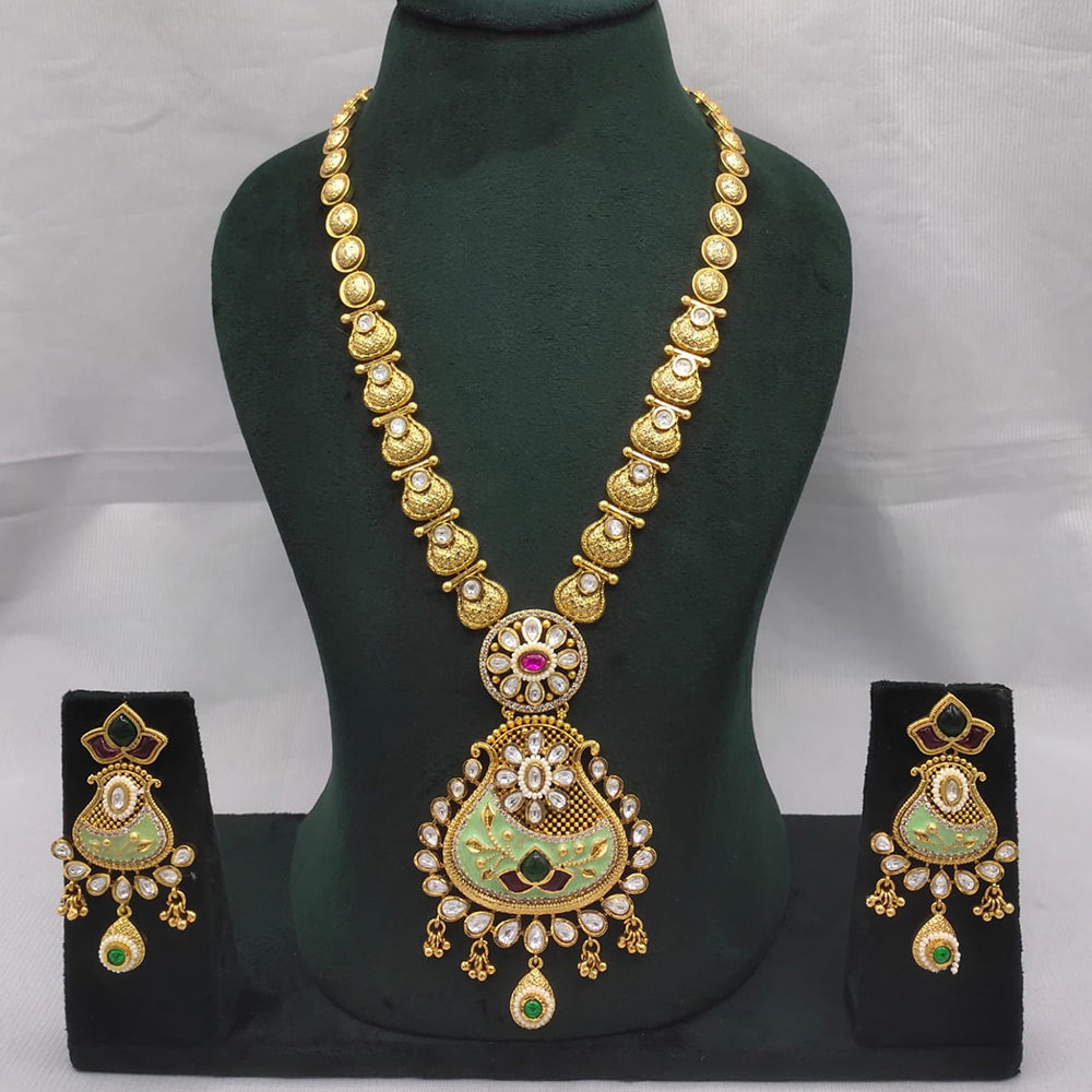 Lucentarts Jewellery Kundan Stone And Pearl Long Necklace Set