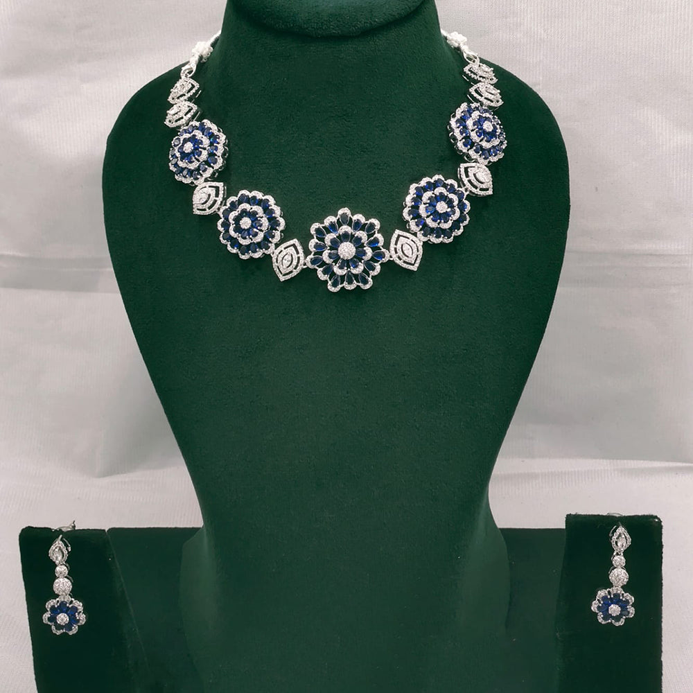 Lucentarts Jewellery Radiant American Diamond Necklace Set