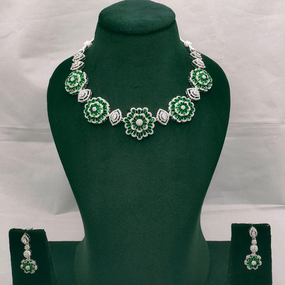 Lucentarts Jewellery Radiant American Diamond Necklace Set