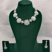 Lucentarts Jewellery Radiant American Diamond Necklace Set