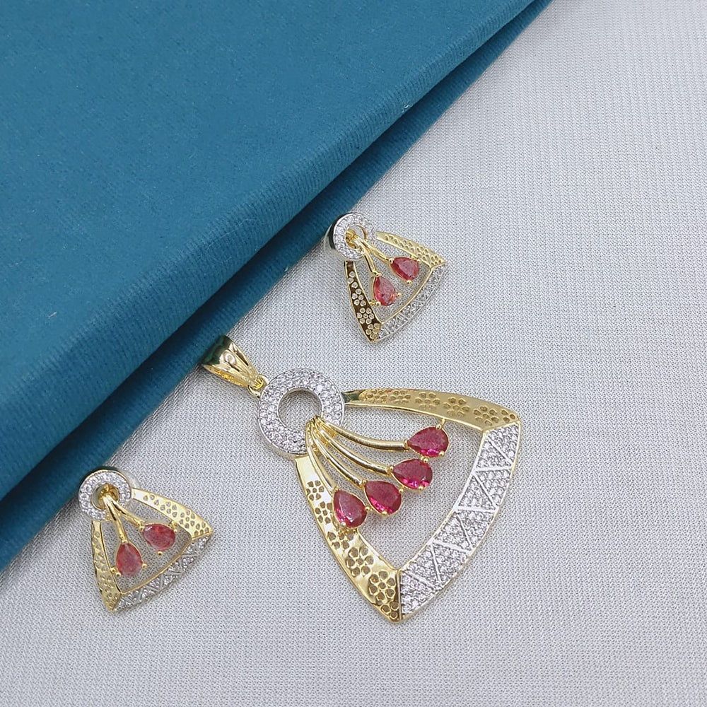 Lucentarts Jewellery Royal American Diamond Pendant Set